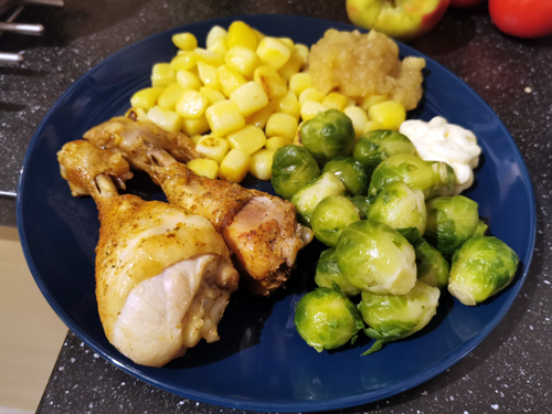 kippenboutjes met krieltjes en spruitjes beenham