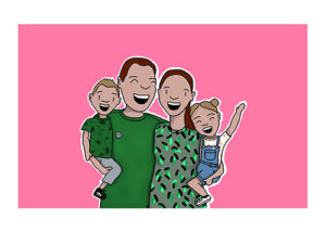 familieportret cartoon tekening